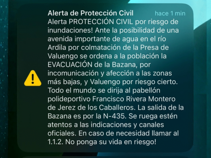 La presa de Valuengo en situación crítica por la crecida del Ardila y bajo máxima vigilancia de seguridad