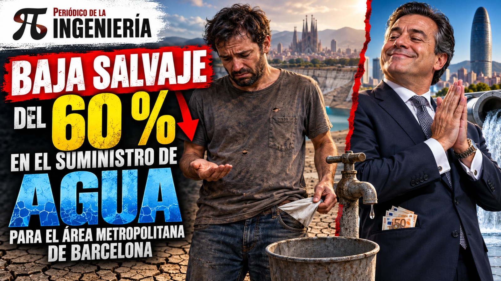 Baja salvaje del 60 % en el suministro de agua para el área metropolitana de Barcelona
